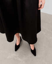 Flattered Angela Black Suede Pointed Toe Heel