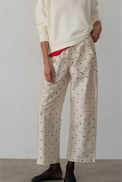 Donni Cream Dot Silk Taffeta Cargo Pant