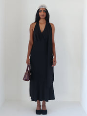 Black Wrap Scarf Hilaire Midi Dress