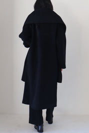 Rue Sophie Black Wool-Cashmere Scarf Coat