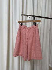 Vintage Pink Linen Bermuda Shorts