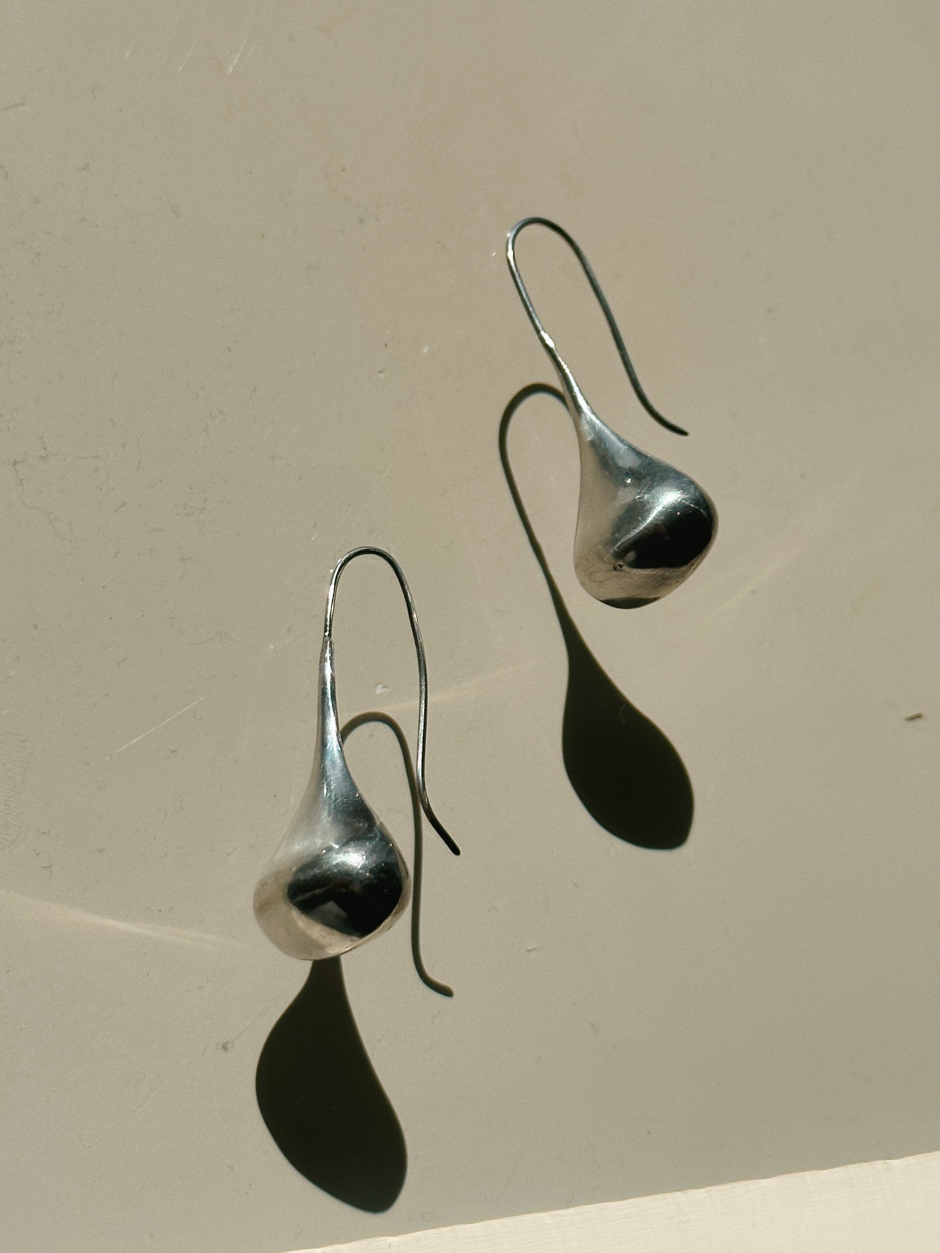 Vintage Modernist Mexican Sterling Silver Drop Earrings