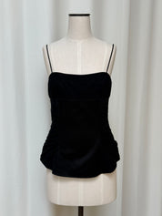 Vintage Black Silk Chiffon Ruched Top