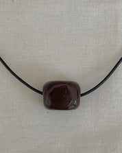 Nuri Studios Brown Glass Cube Extra Long Cord Necklace