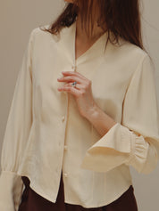 Vintage Cream Silk Collarless Blouse