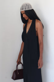 Black Wrap Scarf Hilaire Midi Dress