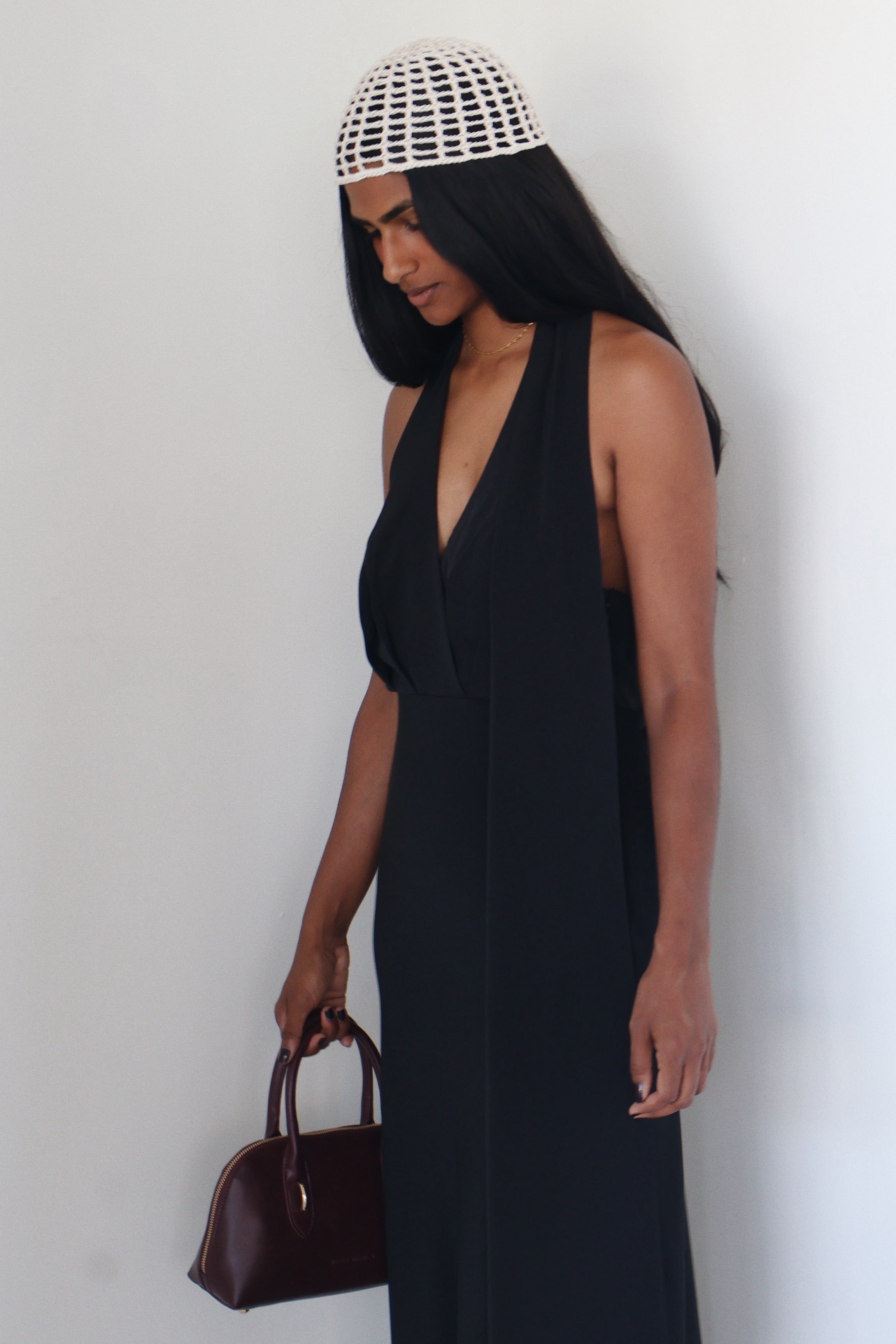 Black Wrap Scarf Hilaire Midi Dress
