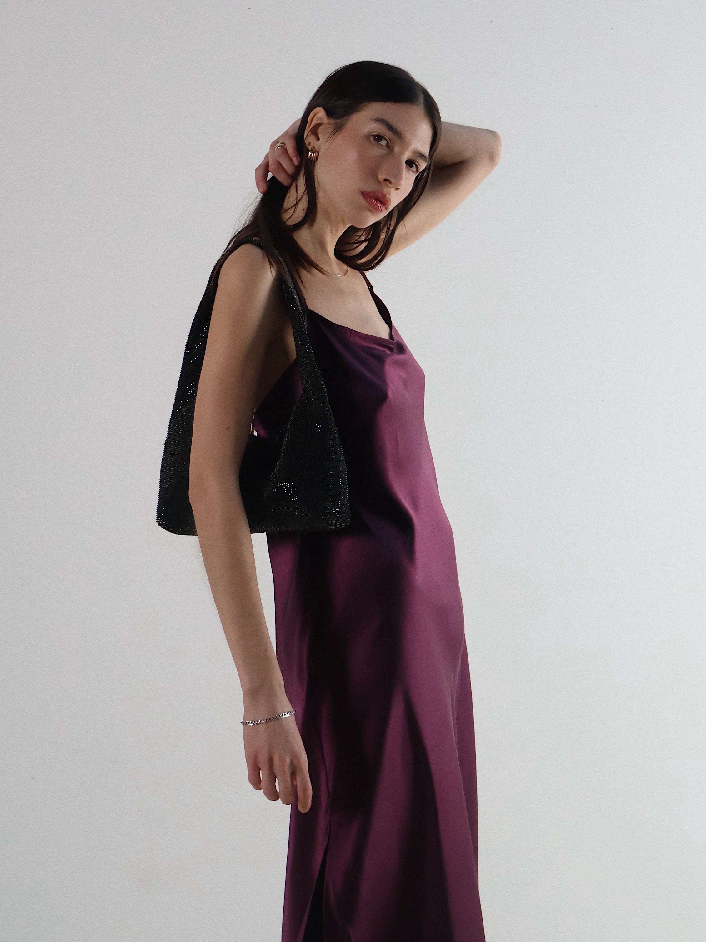 Vintage August Silk Plum Slip Dress