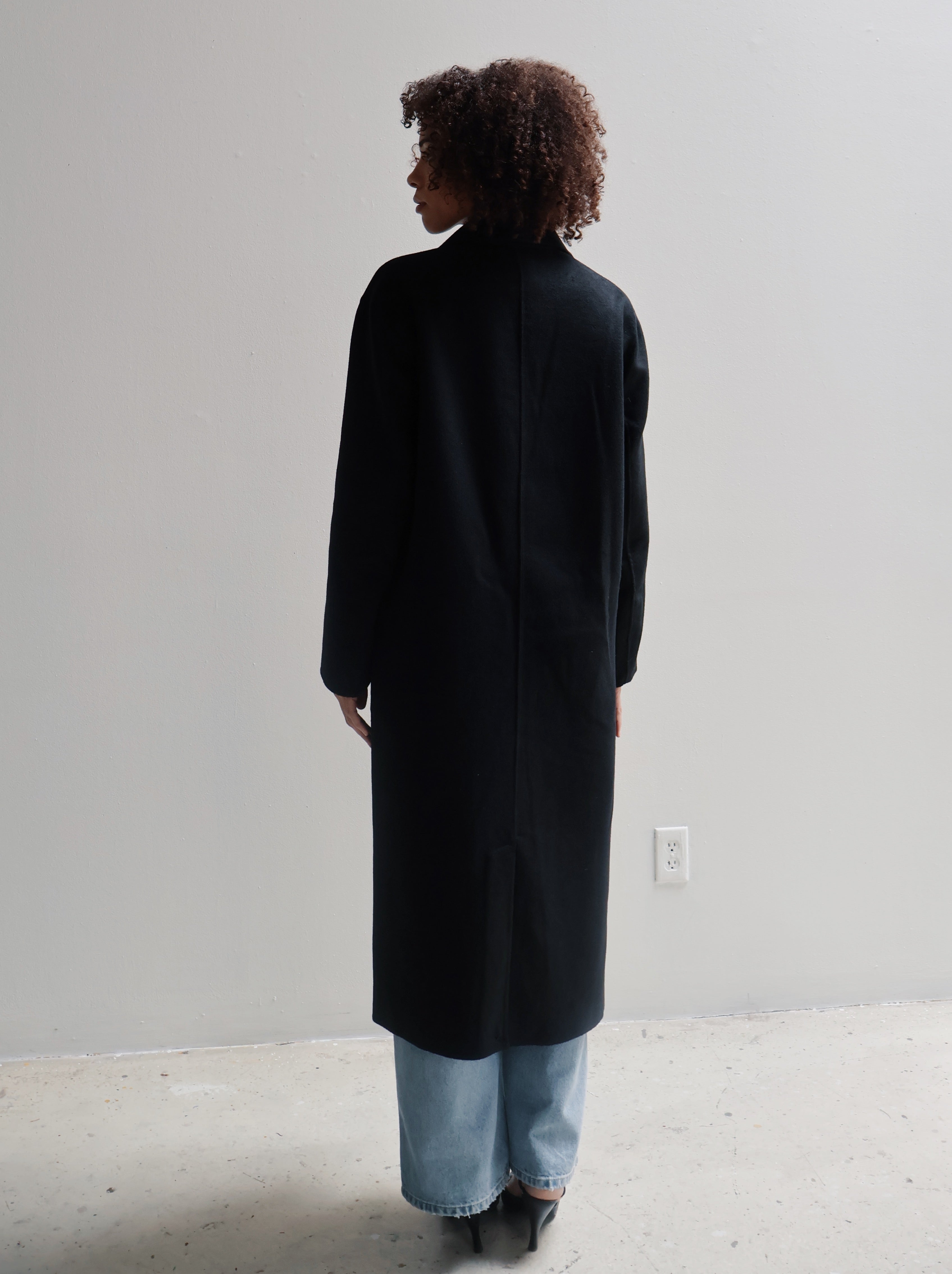 Black Wool Full Length Coat