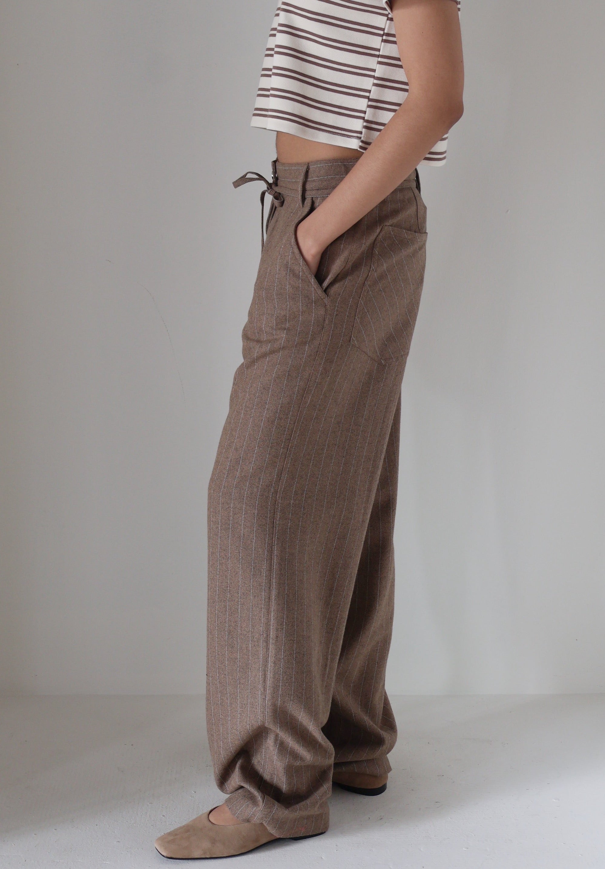 Day Brown Graphic Wool Stripe Trousers