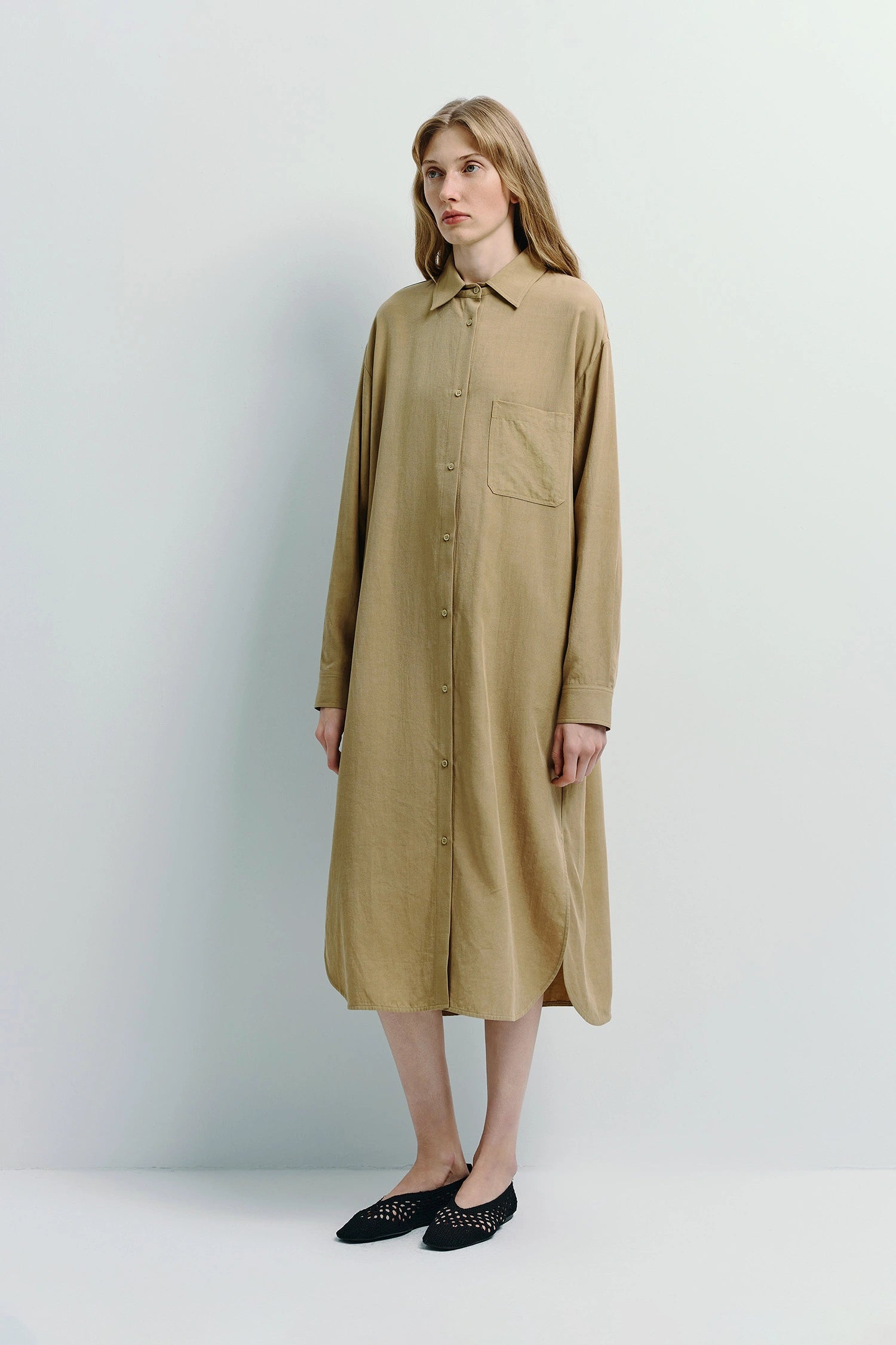 Rue Sophie Khaki Carel Shirt Dress