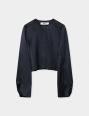 DAY Carin Cropped Black Satin Jacket