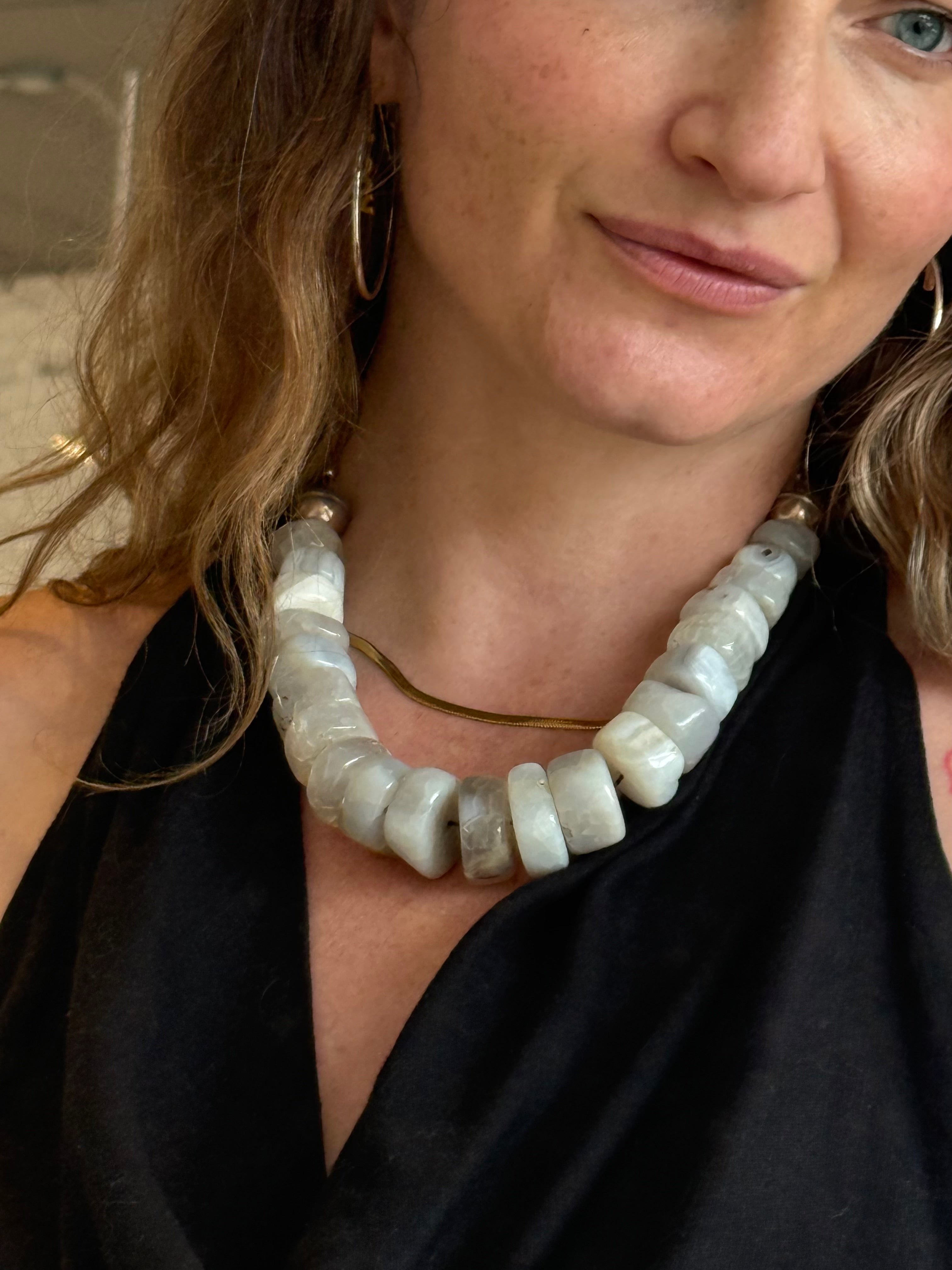 Handmade Chalcedony Beaded Necklace