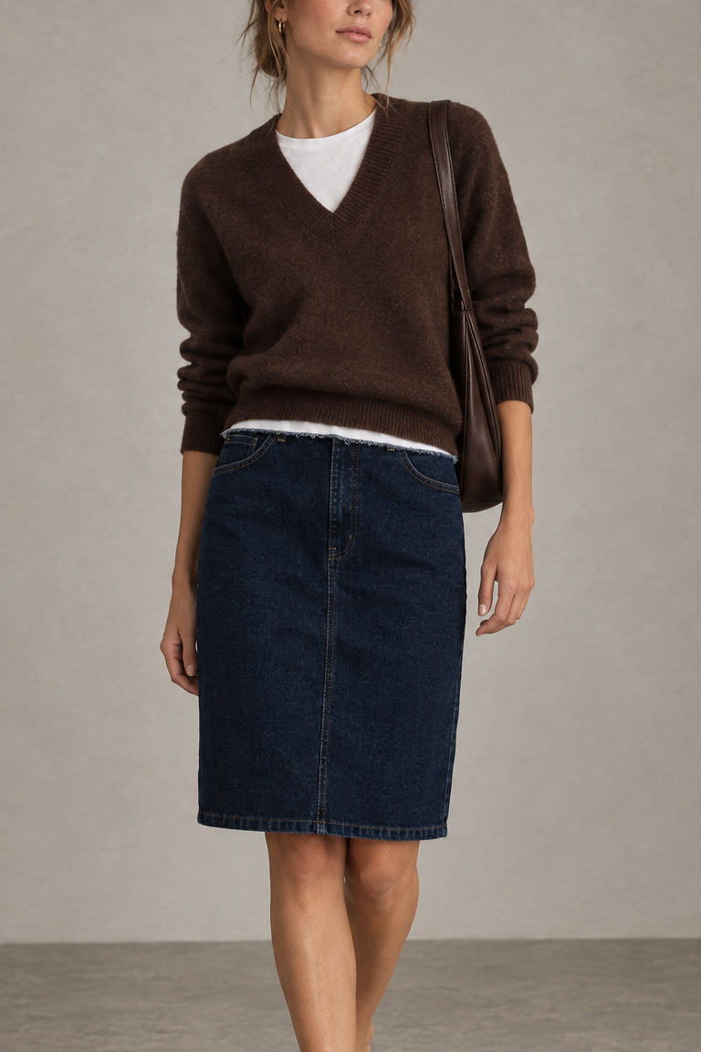 Vintage Raw Hem Denim Skirt 24" Waist