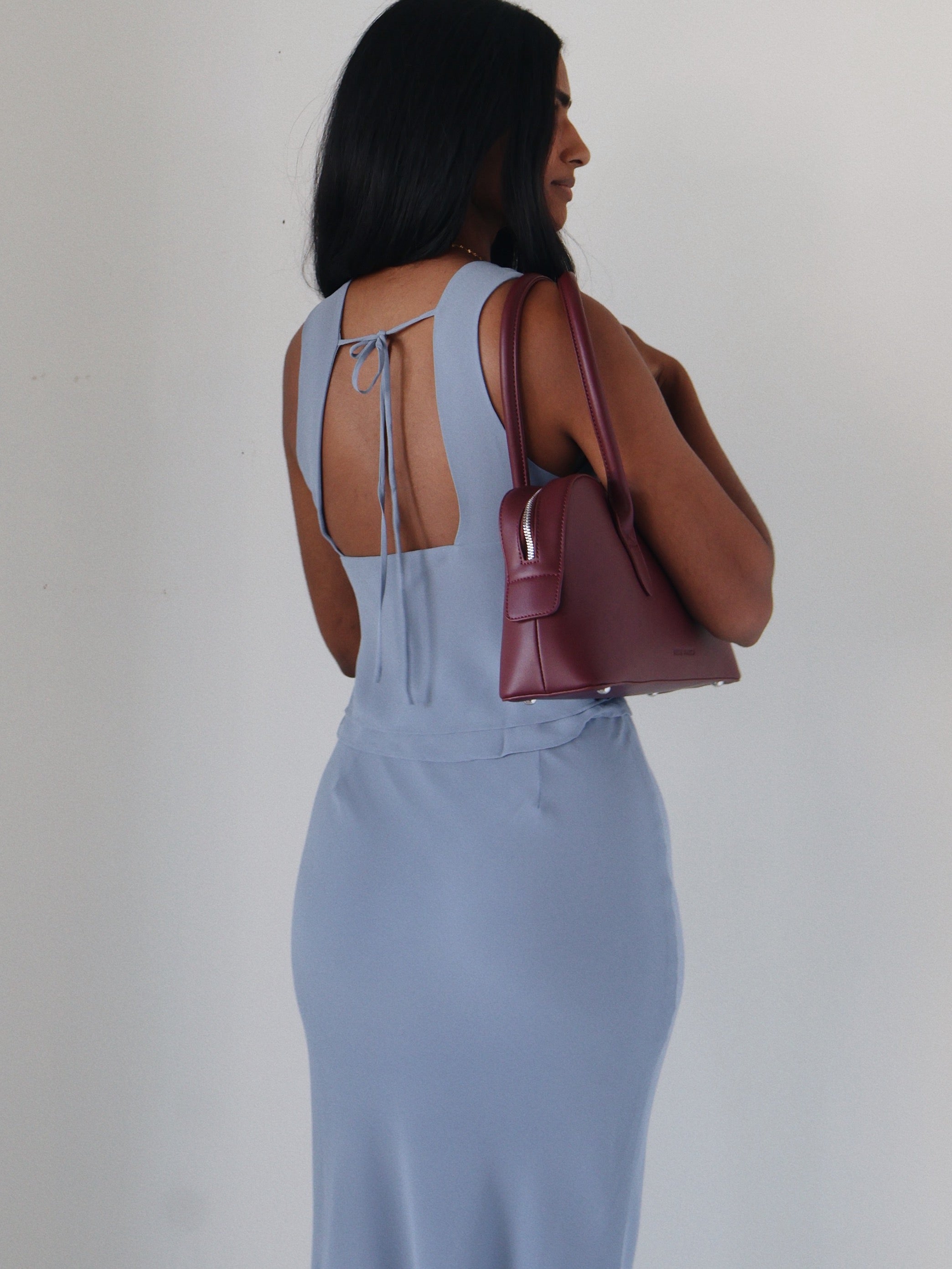 Tilda Burgundy Vegan Shoulder Bag