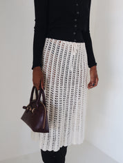 Vintage White Crochet Midi Skirt