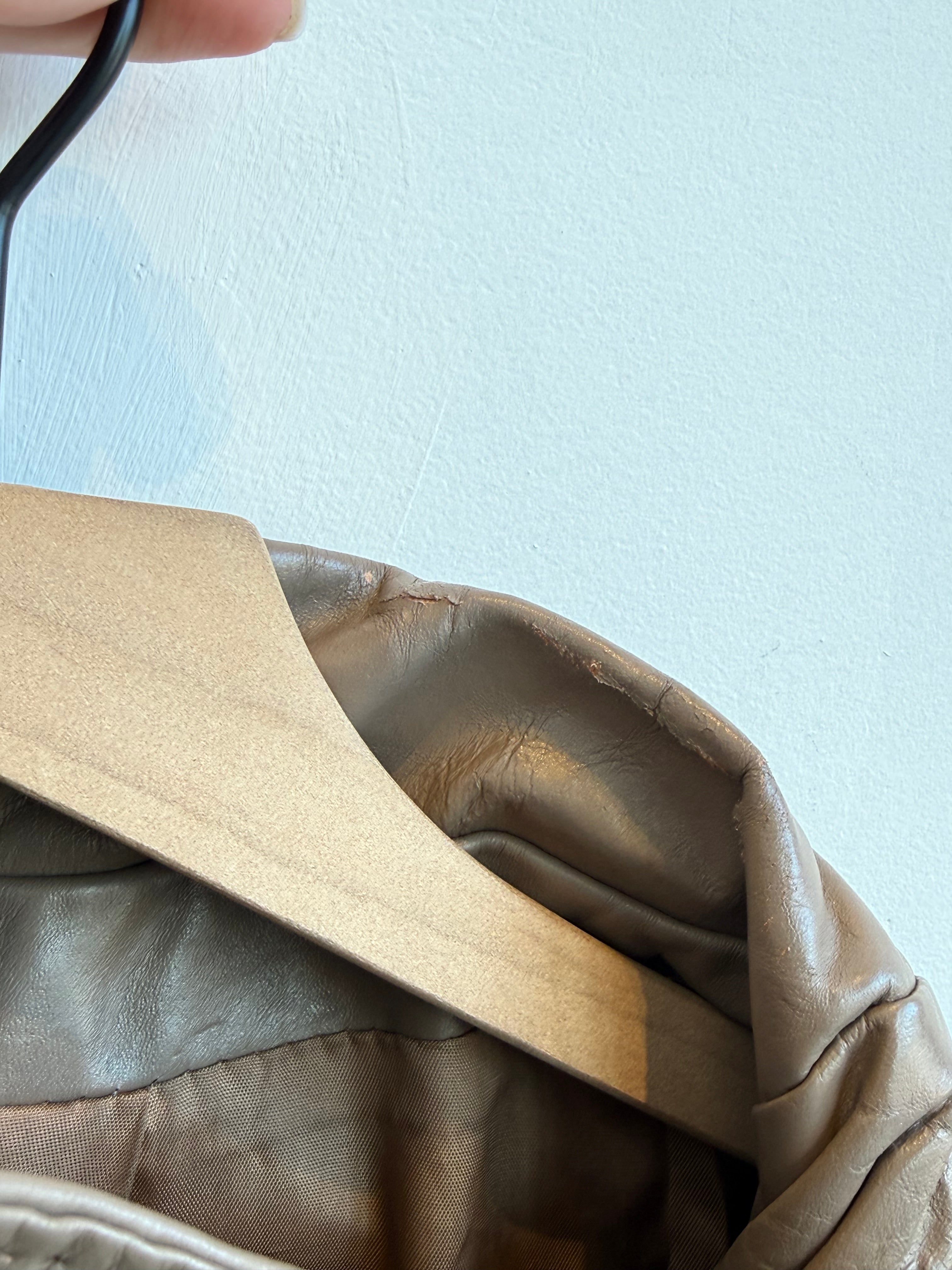 Vintage Tan Leather Bomber Jacket