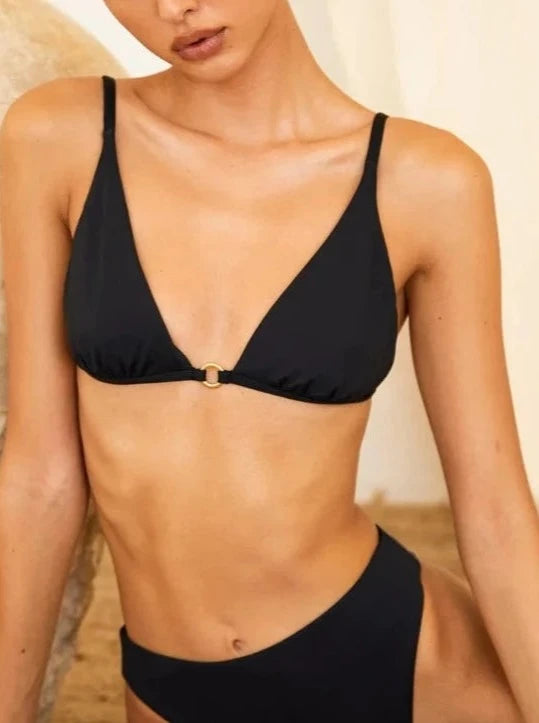 Black Remi Triangle Bikini Top
