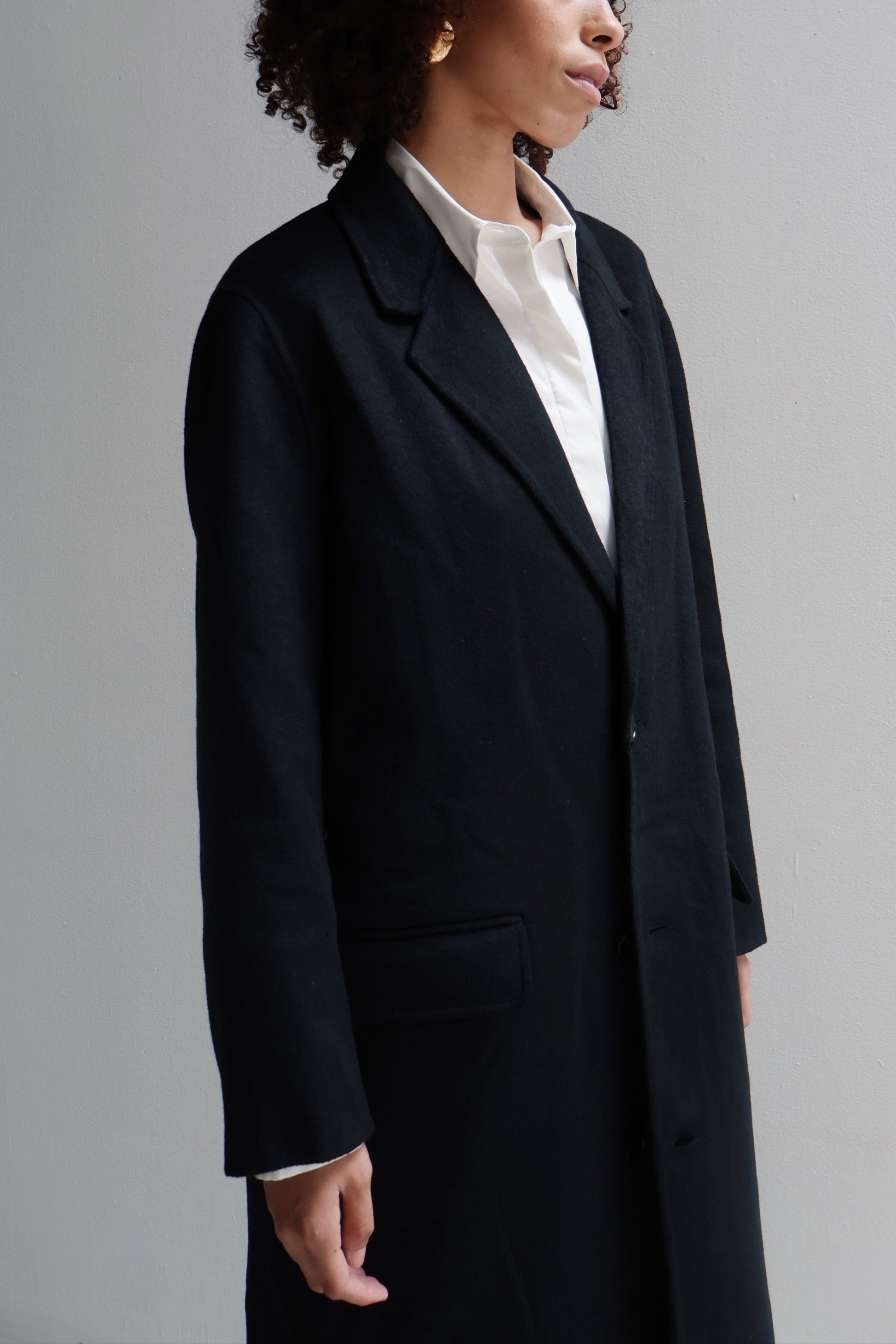 Black Wool Full Length Coat