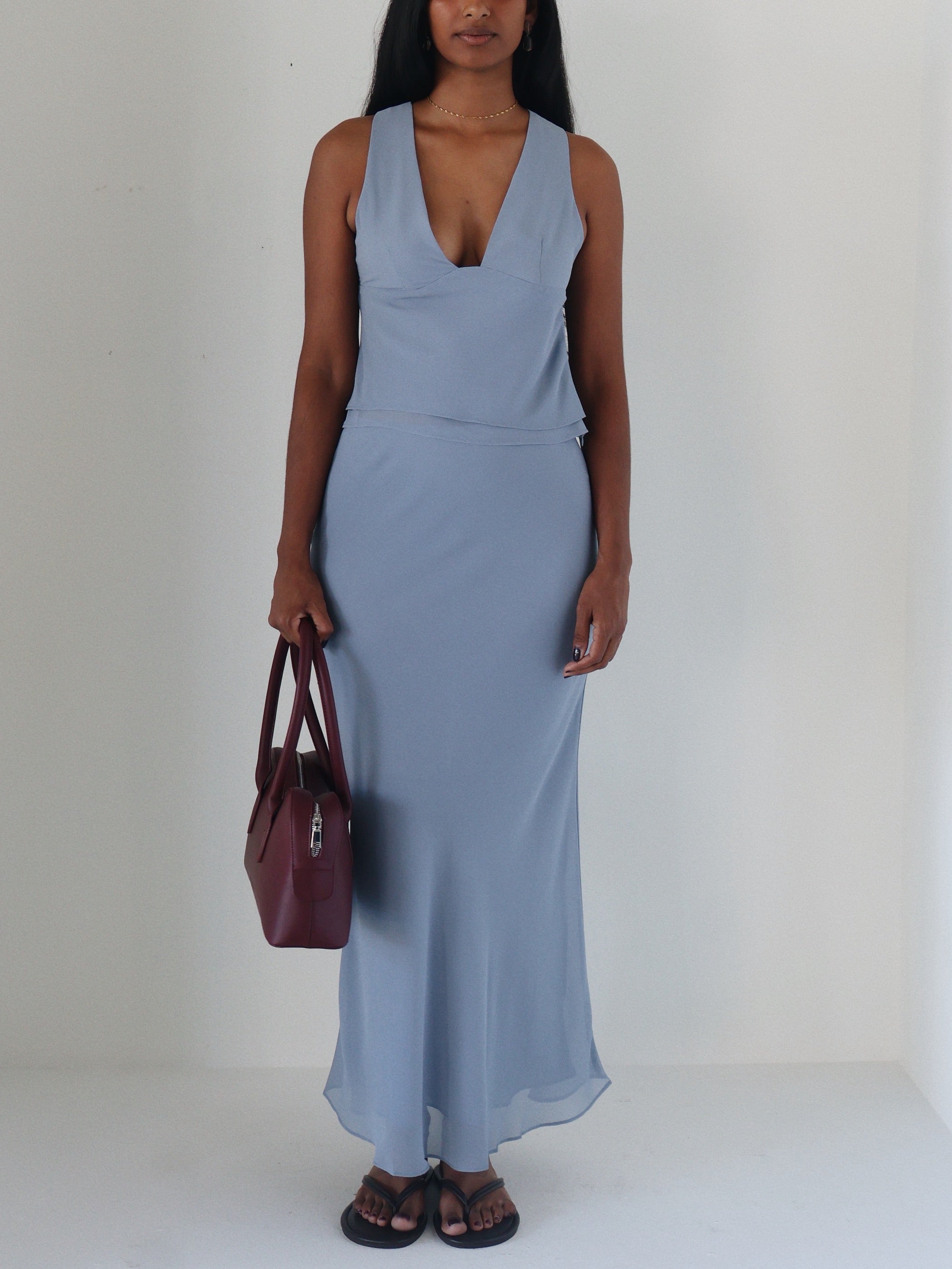 Slate Blue Siena Maxi Skirt