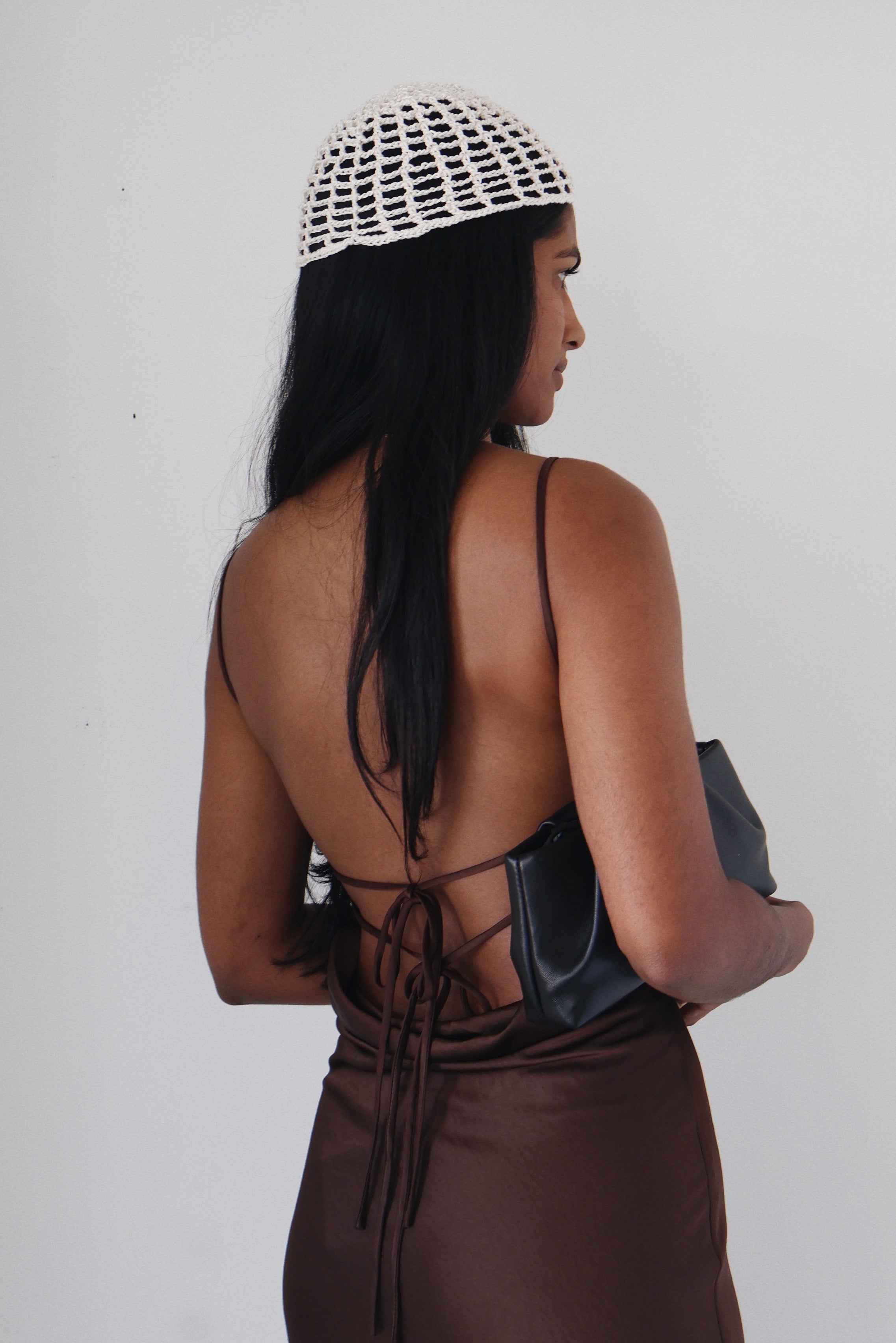 Brown Satin Chrishelle Slip Dress