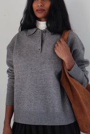 Heather Grey Marlowe Polo Sweater