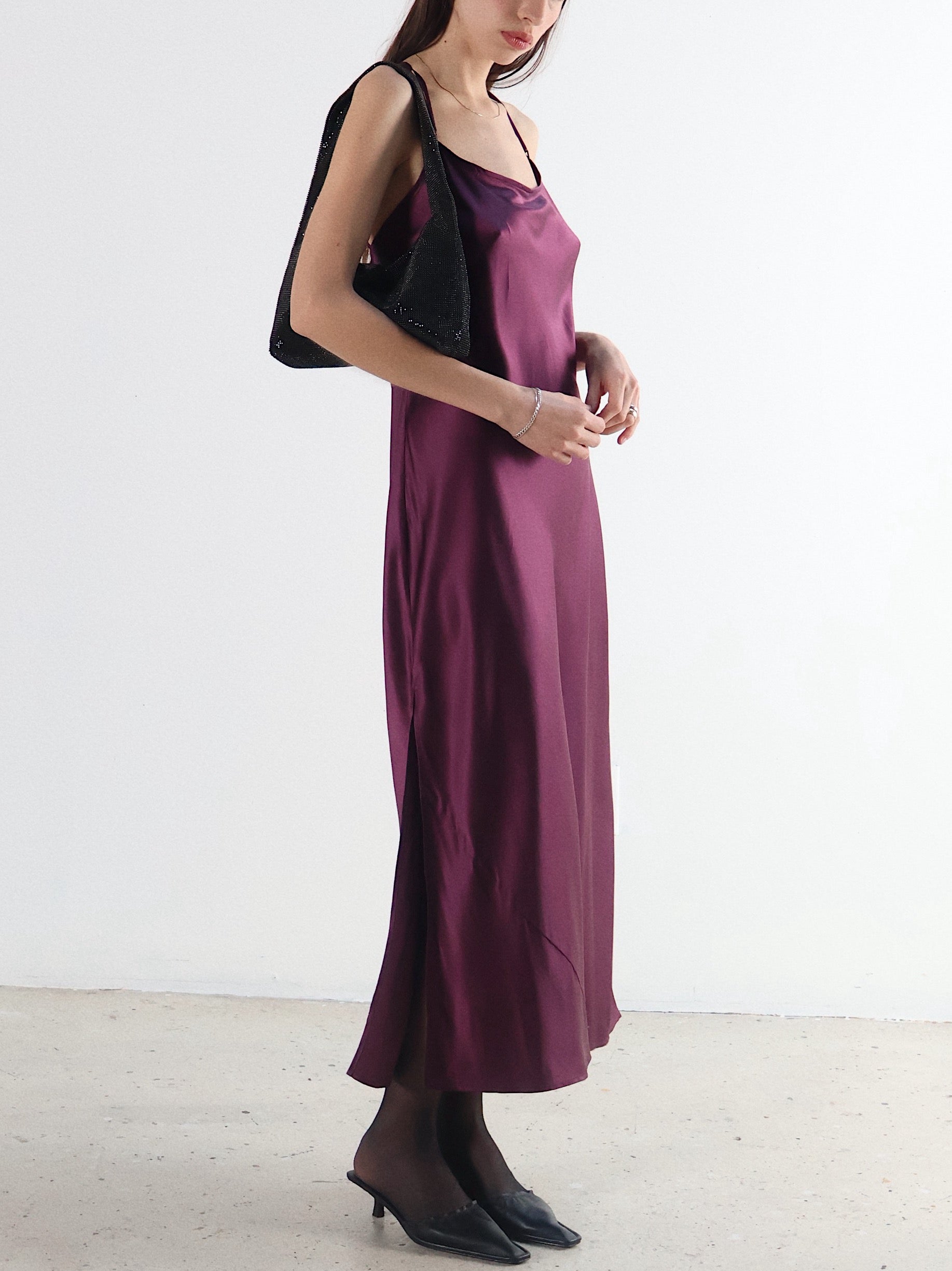 Vintage August Silk Plum Slip Dress