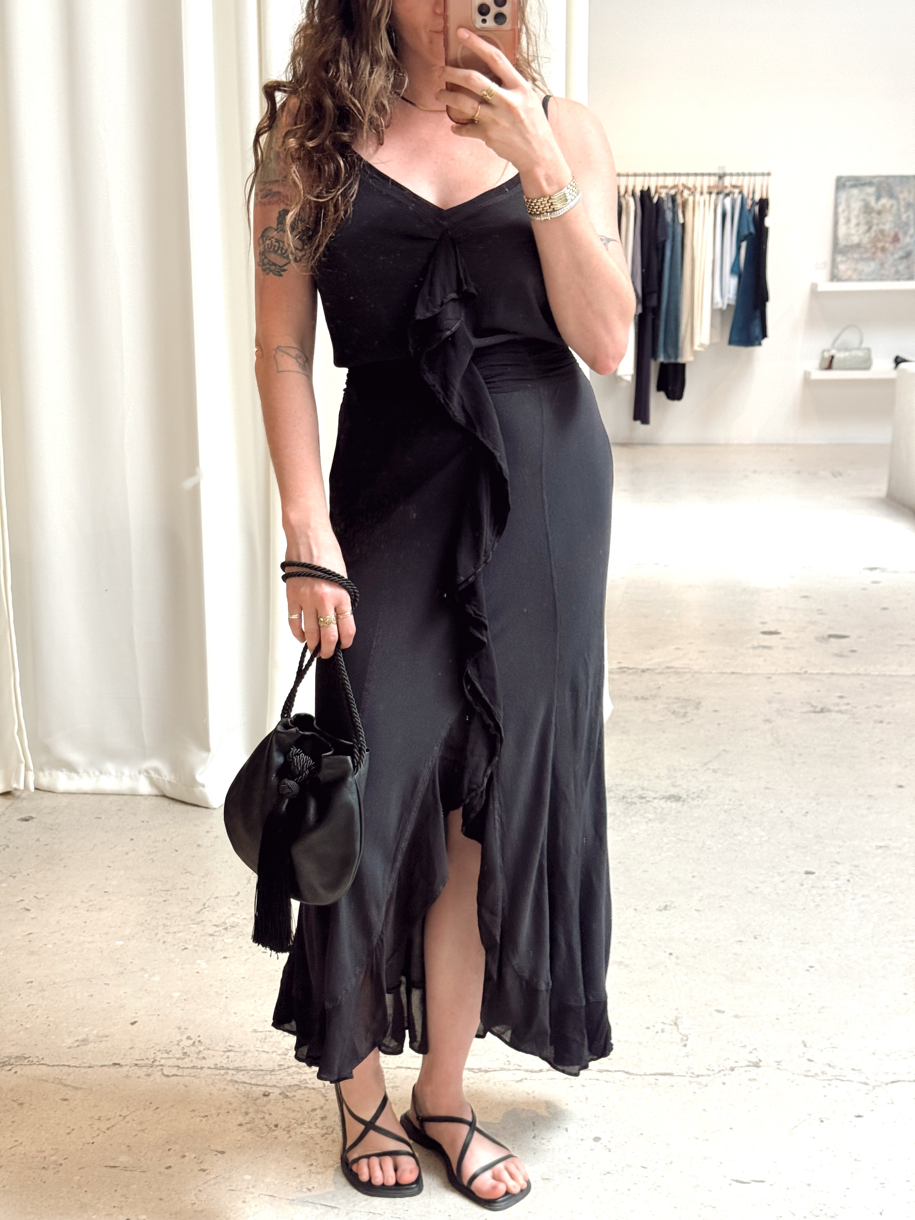 Vintage Black Ruffle Dress