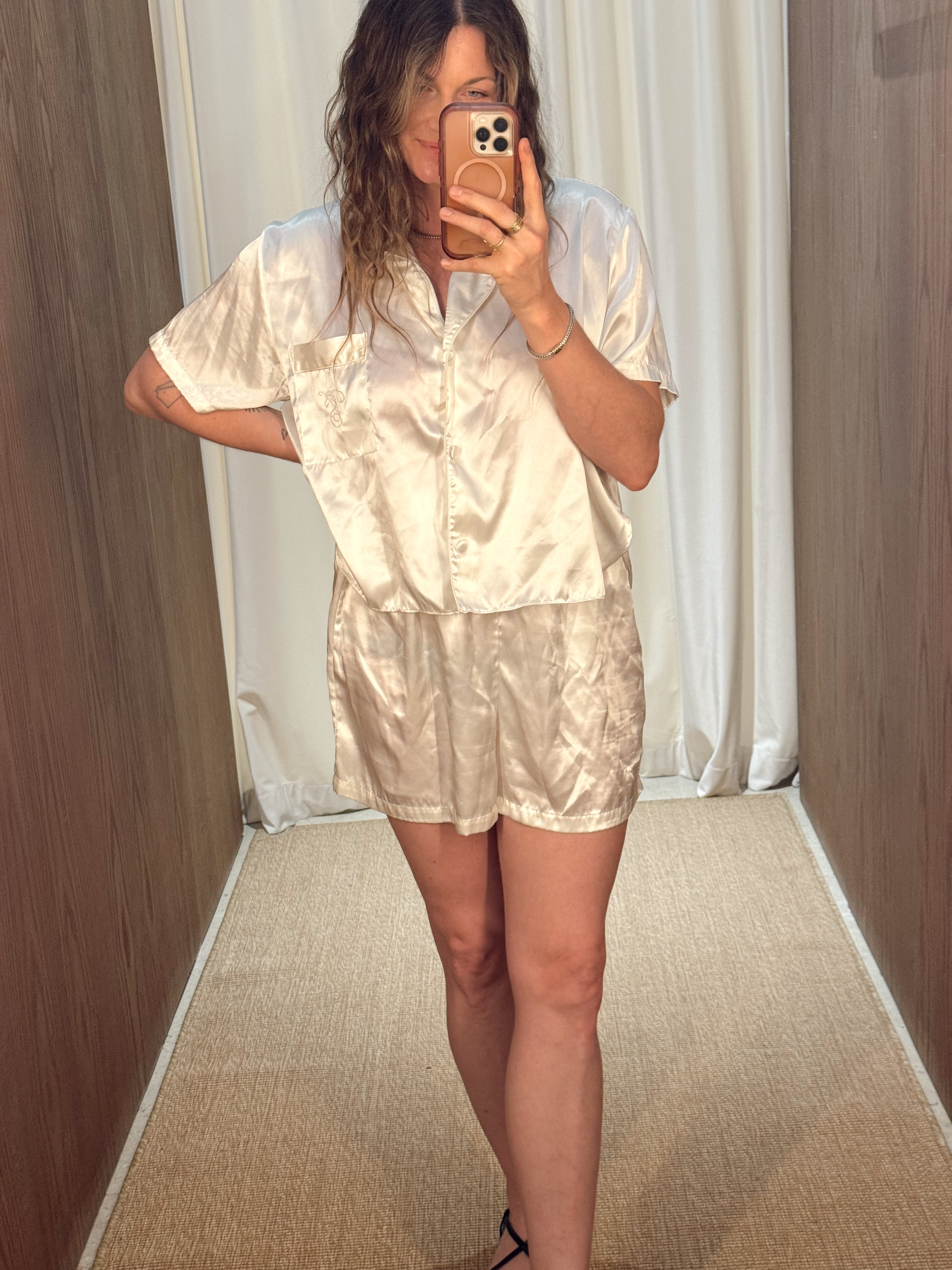 Vintage VS Ivory Satin Short Set