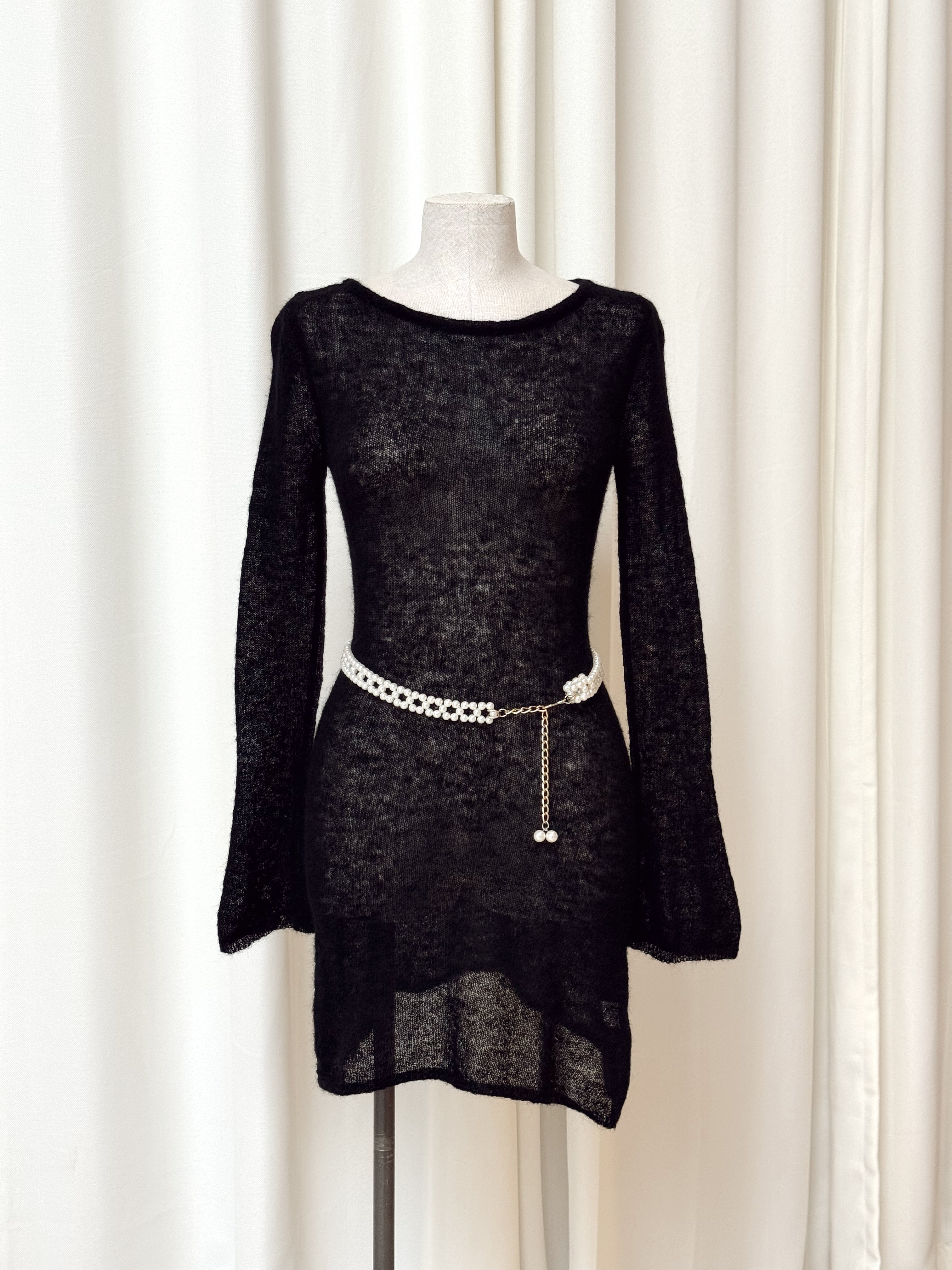 Geel Black Boatneck Panorama Dress