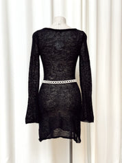 Geel Black Boatneck Panorama Dress