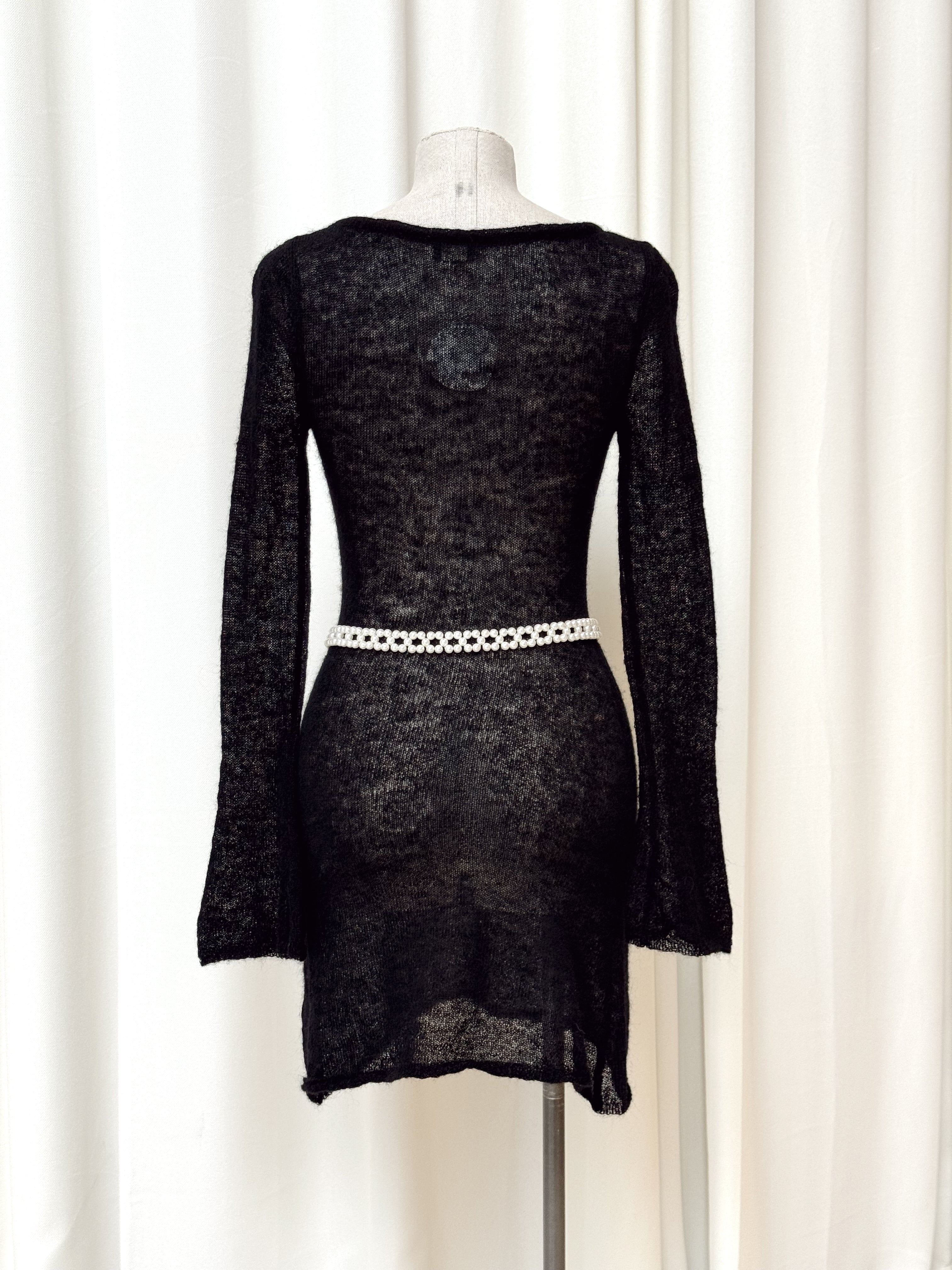 Geel Black Boatneck Panorama Dress
