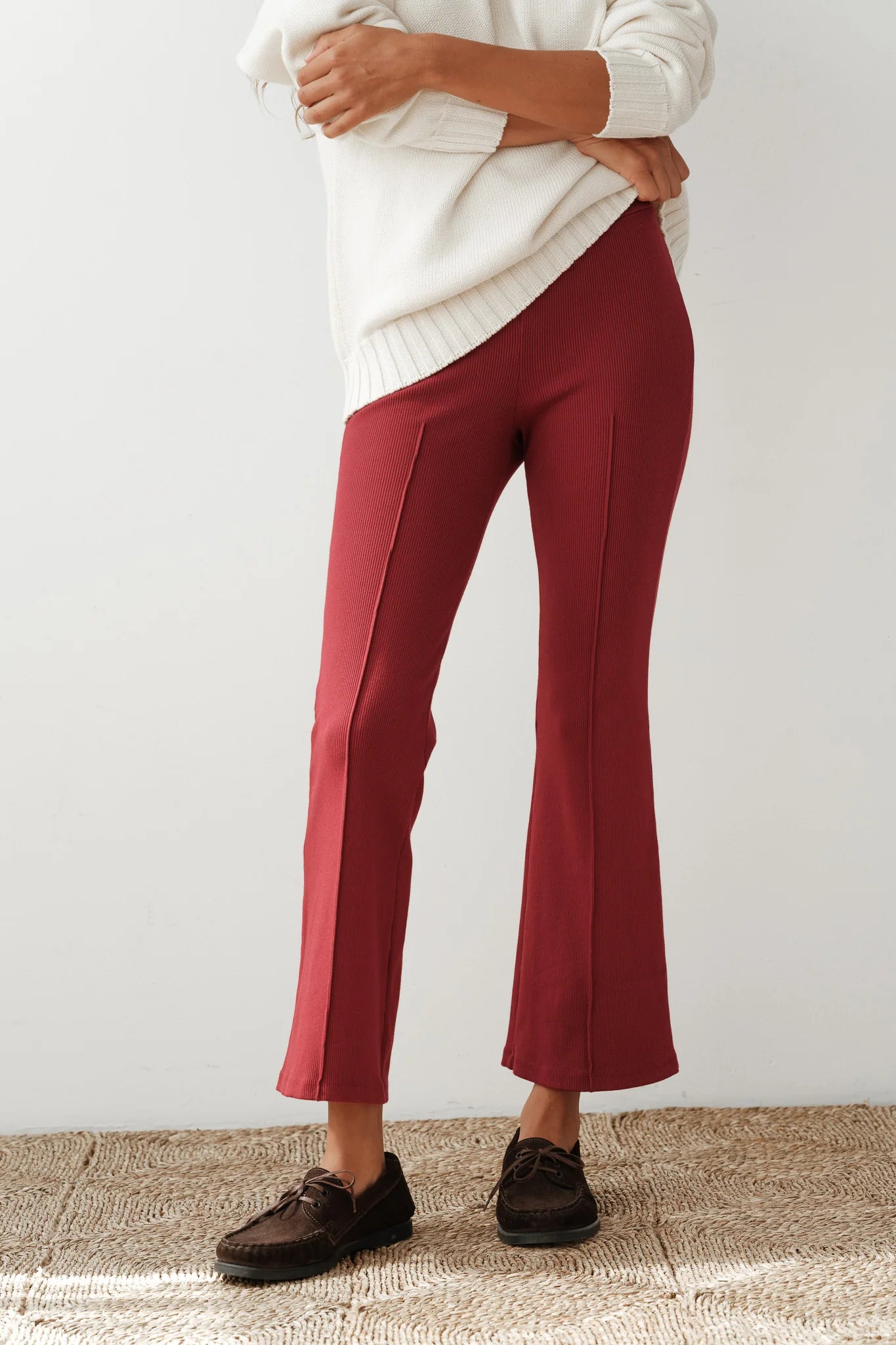 Donni Rouge Rib Kick Flare Pant