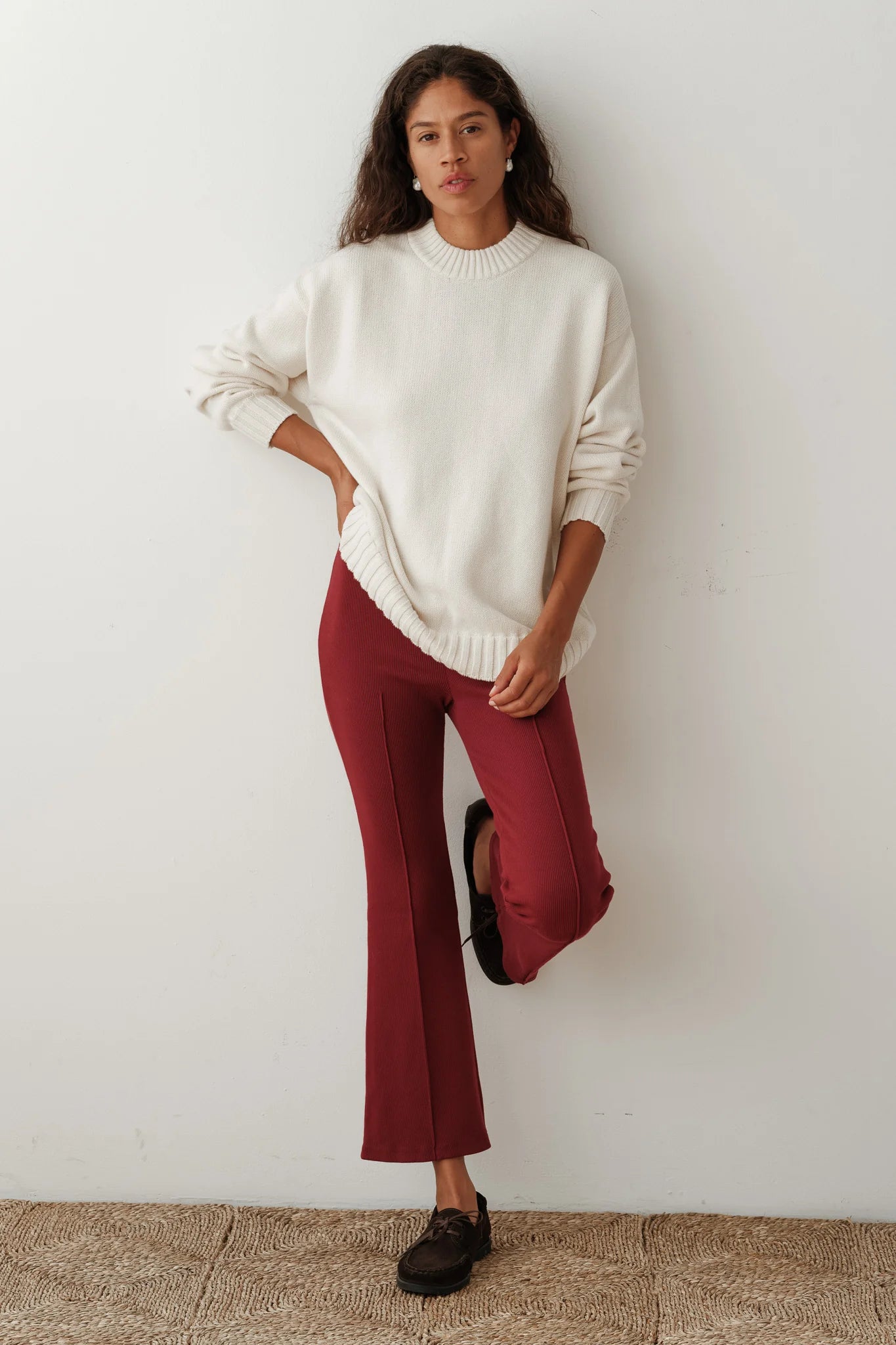 Donni Rouge Rib Kick Flare Pant