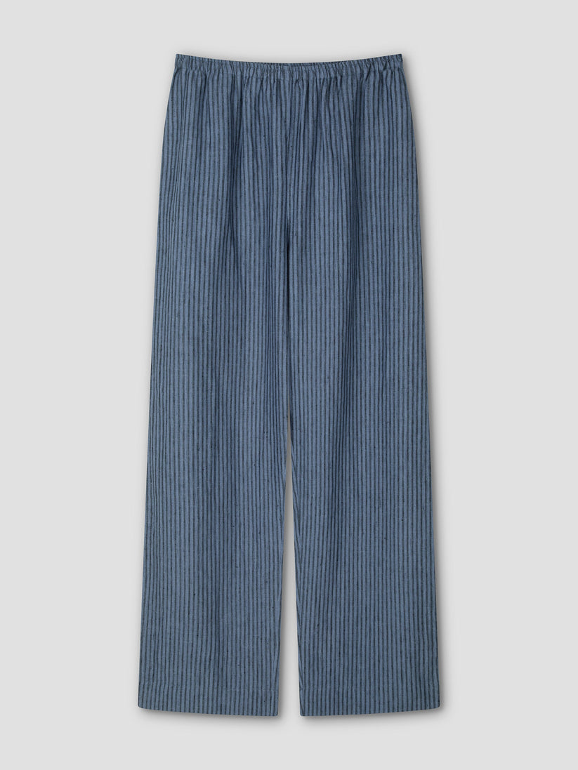 Deiji Studios Linen Ease Trouser in Azure Stripe