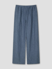 Deiji Studios Linen Ease Trouser in Azure Stripe