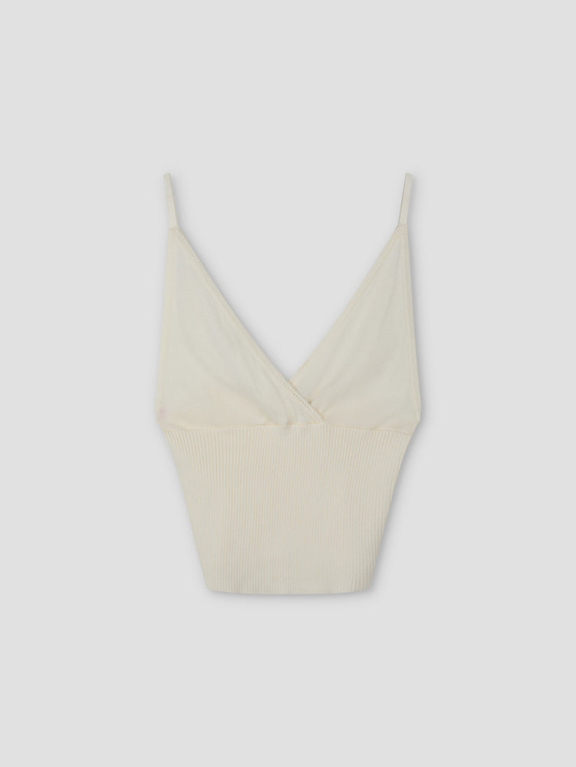 Deiji Studios Off White Cross Panel Knit Top