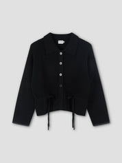 Deiji Studios Black Tie Side Cardigan