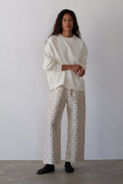 Donni Cream Dot Silk Taffeta Cargo Pant
