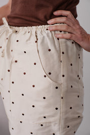 Donni Cream Dot Silk Taffeta Cargo Pant