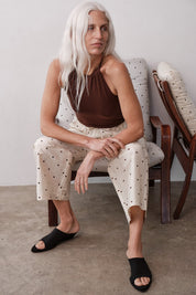 Donni Cream Dot Silk Taffeta Cargo Pant
