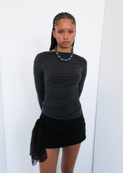 Geel Charcoal Boatneck Drew Top