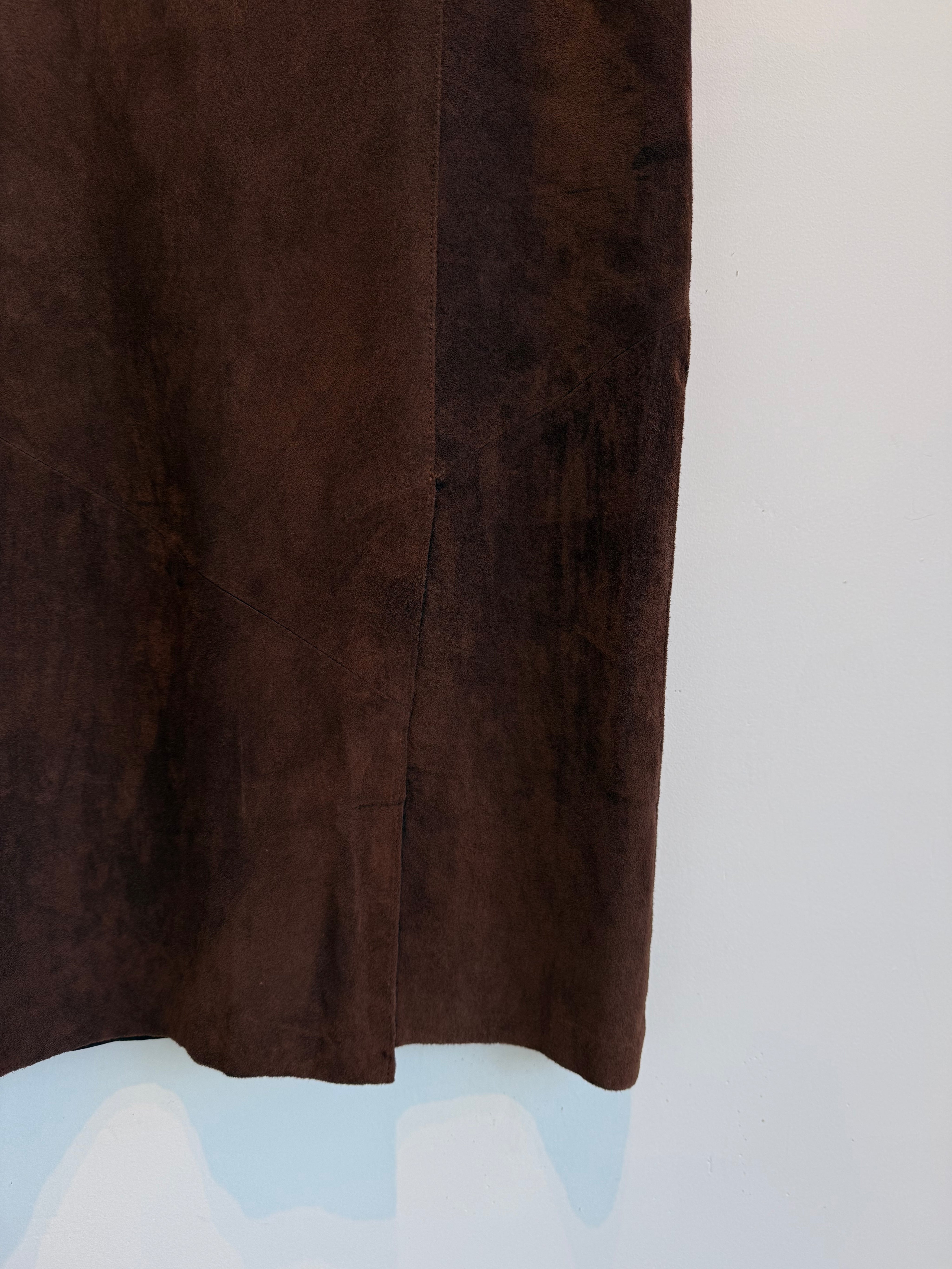 Vintage Brown Suede Leather Skirt