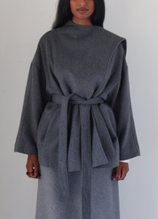 Charcoal Belted Elaxi Short Coat