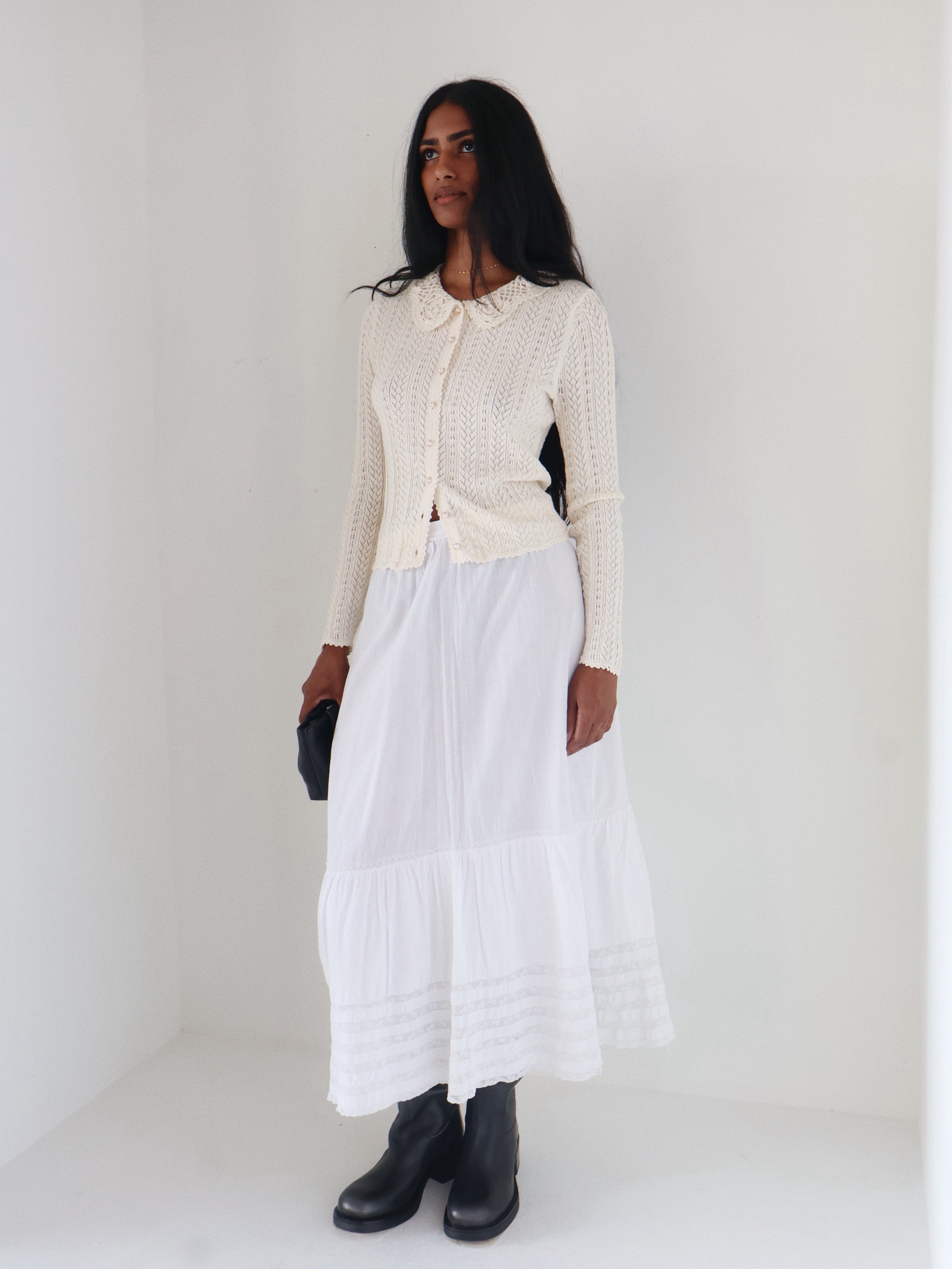 Cream Ottilie Crochet Cardigan