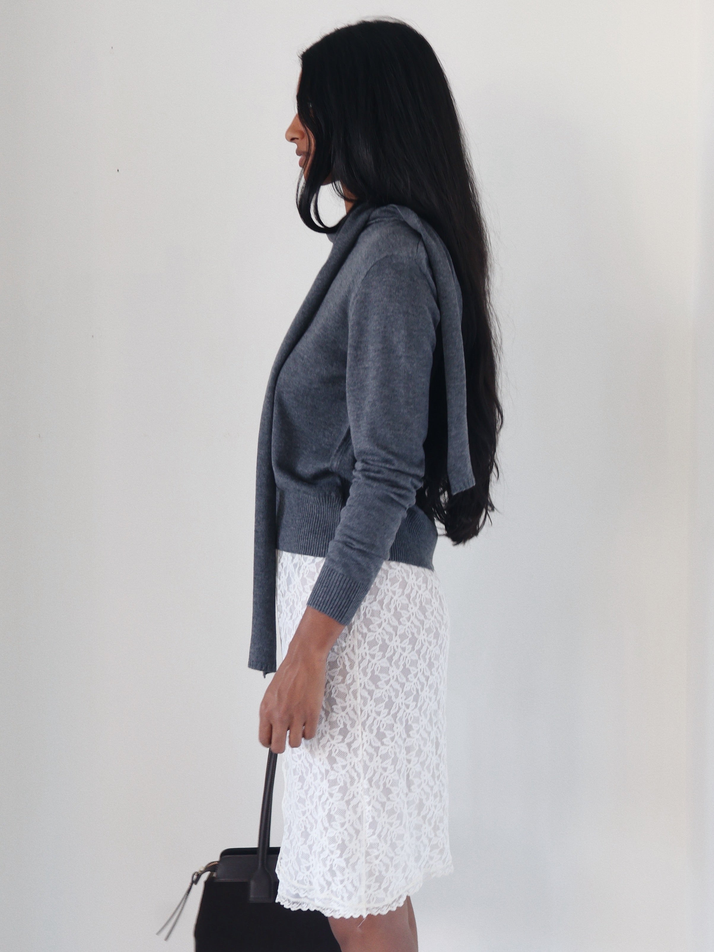 Charcoal Glynne Scarf Cardigan