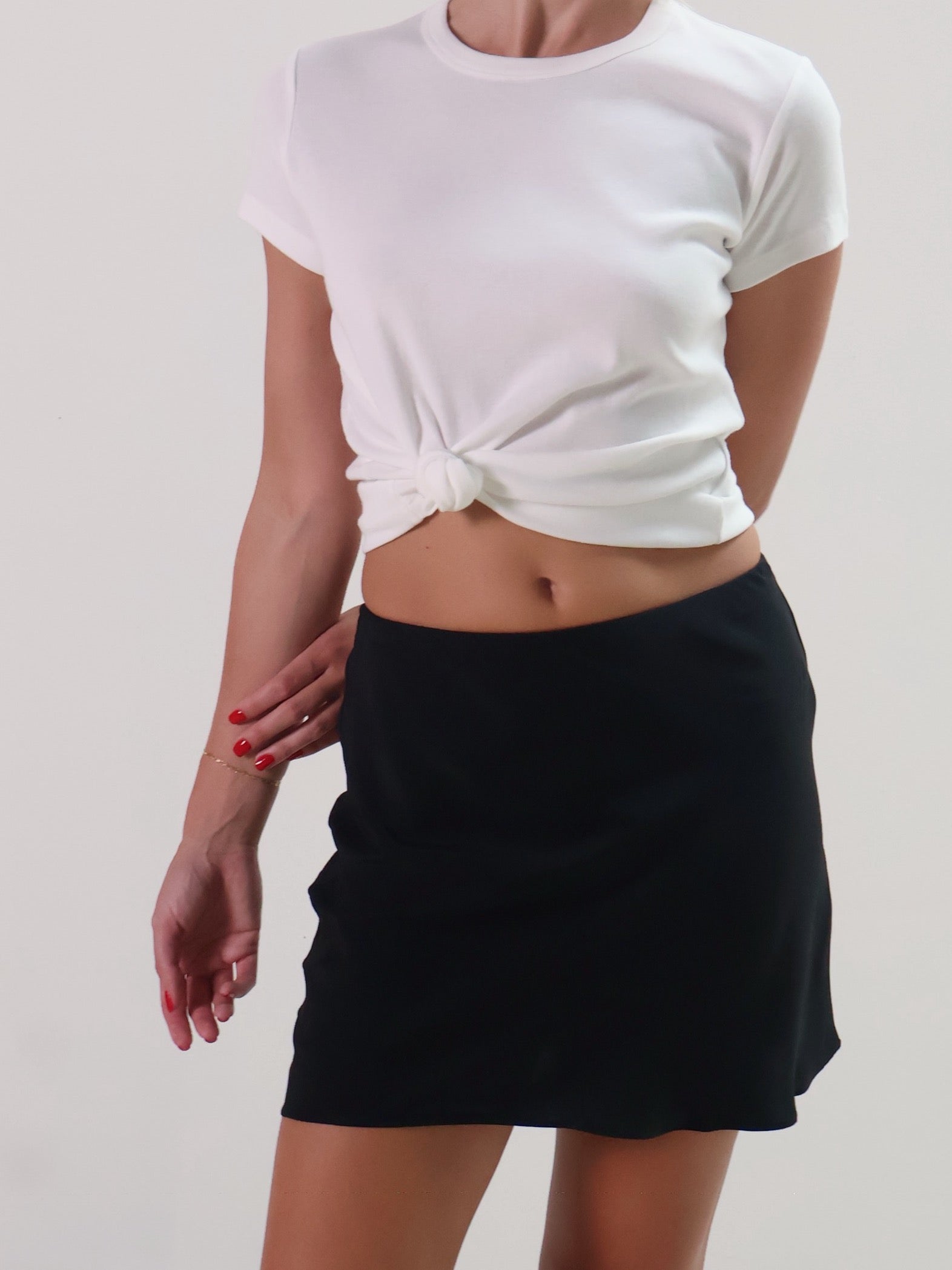 Black Madison Silk Mini Skirt