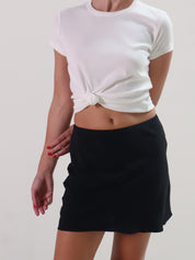 Black Madison Silk Mini Skirt