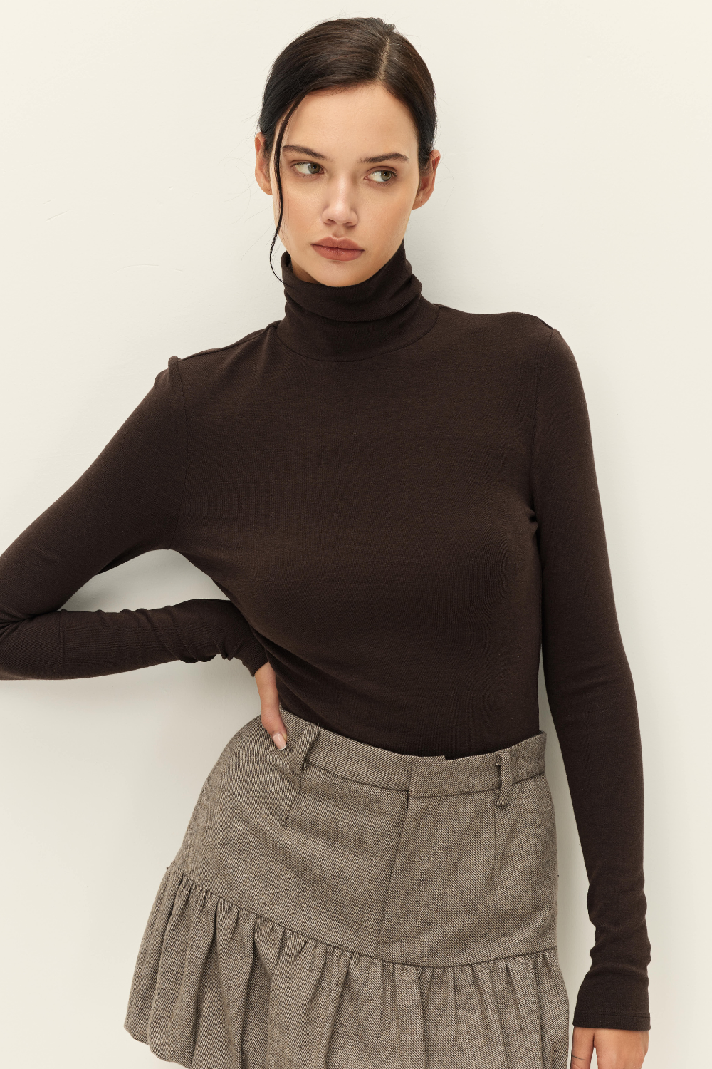 Espresso Fleur Turtleneck Top