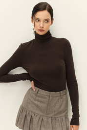 Espresso Fleur Turtleneck Top